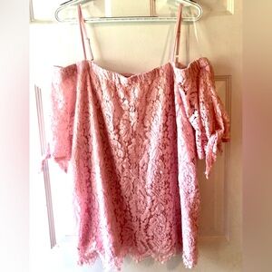 NoBo No Boundaries Pink Lace Spaghetti Strap Off Shoulder Blouse Juniors XXXL 21